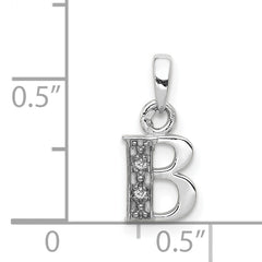 14KW with Rhodium Diamond Letter B Initial Pendant