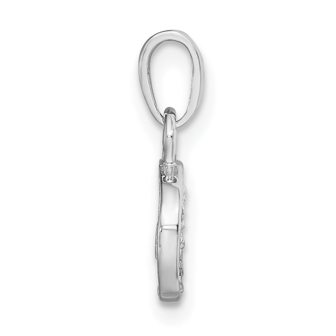 14KW with Rhodium Diamond Letter C Initial Pendant Secondary image