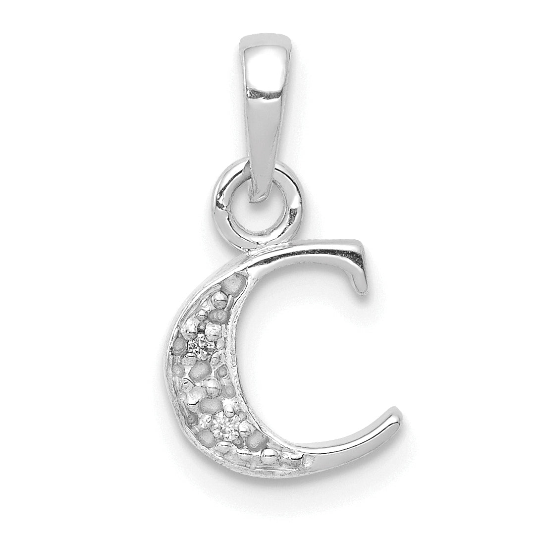 14KW with Rhodium Diamond Letter C Initial Pendant Main image