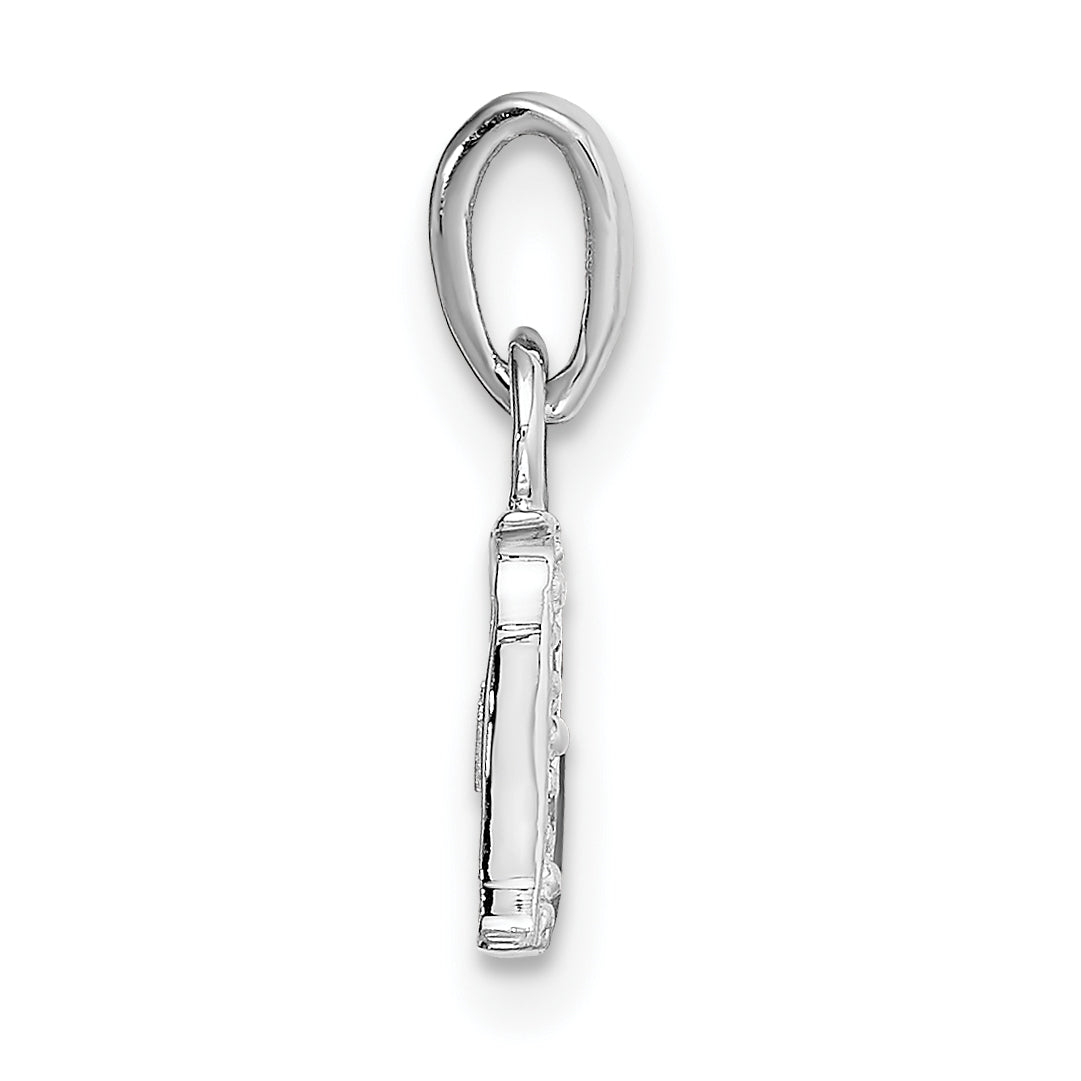 14KW with Rhodium Diamond Letter D Initial Pendant Secondary image