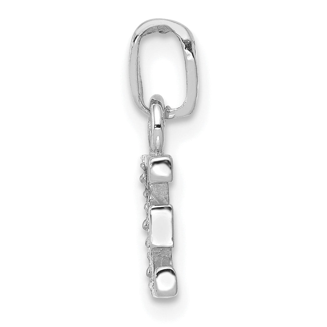 14K White Gold Polished .01ct Diamond Initial E Charm