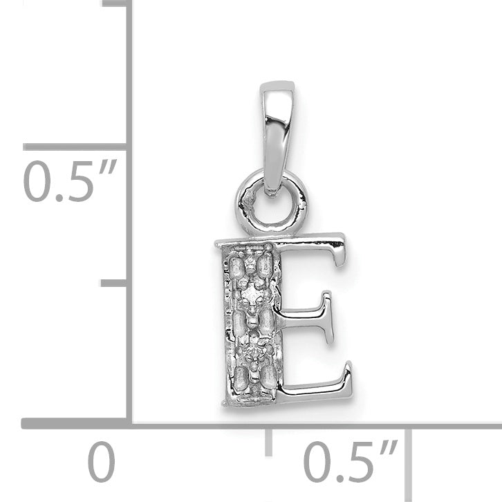 14K White Gold Polished .01ct Diamond Initial E Charm