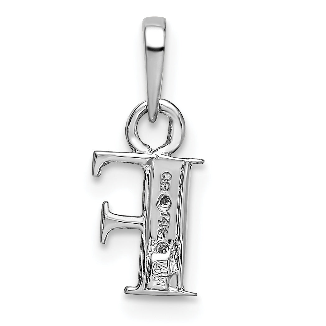 14K White Gold Polished .01ct Diamond Initial F Charm