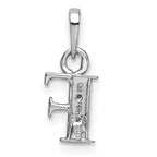 14K White Gold Polished .01ct Diamond Initial F Charm