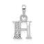 14KW Rhodium-plated Diamond Letter H Initial Pendant