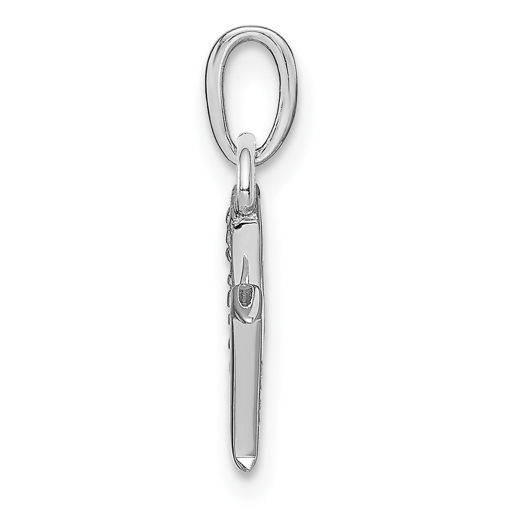 14K White Gold Polished .01ct Diamond Initial M Charm