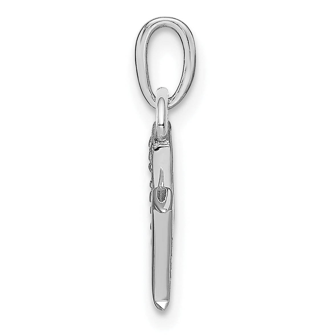14K White Gold Polished .01ct Diamond Initial M Charm