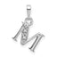 14KW Rhodium-plated Diamond Letter M Initial Pendant