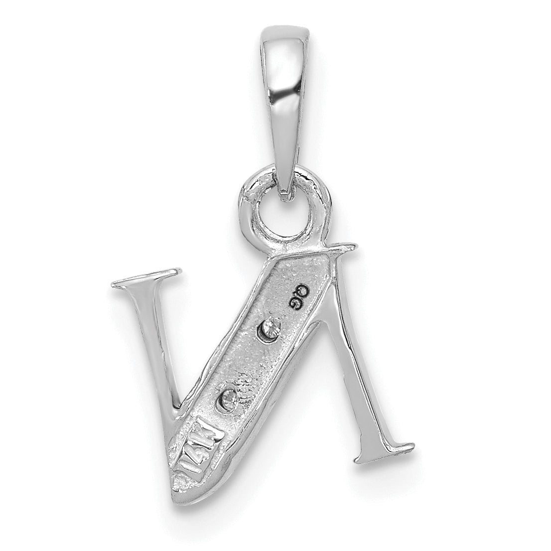 14K White Gold Polished .01ct Diamond Initial N Charm