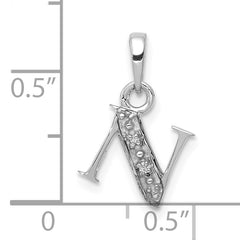 14K White Gold Polished .01ct Diamond Initial N Charm