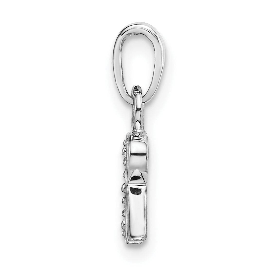 14K White Gold Polished .01ct Diamond Initial R Charm Secondary image