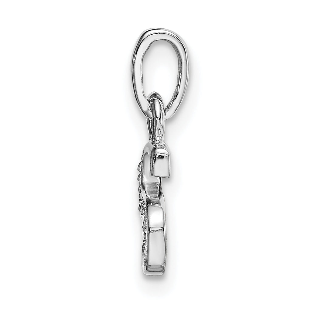 14K White Gold Polished .01ct Diamond Initial S Charm