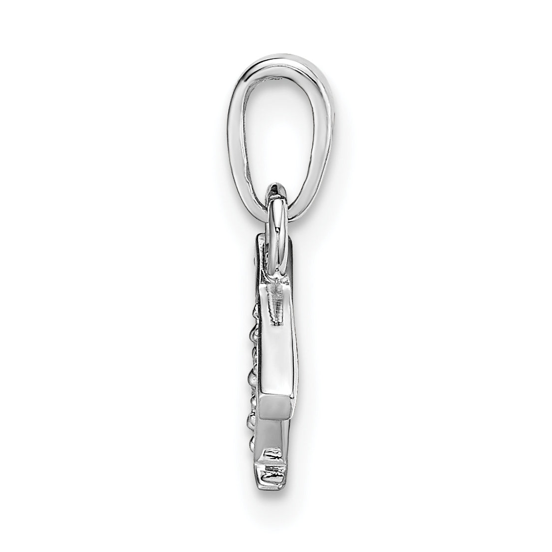 14K White Gold Polished .01ct Diamond Initial T Charm Secondary image