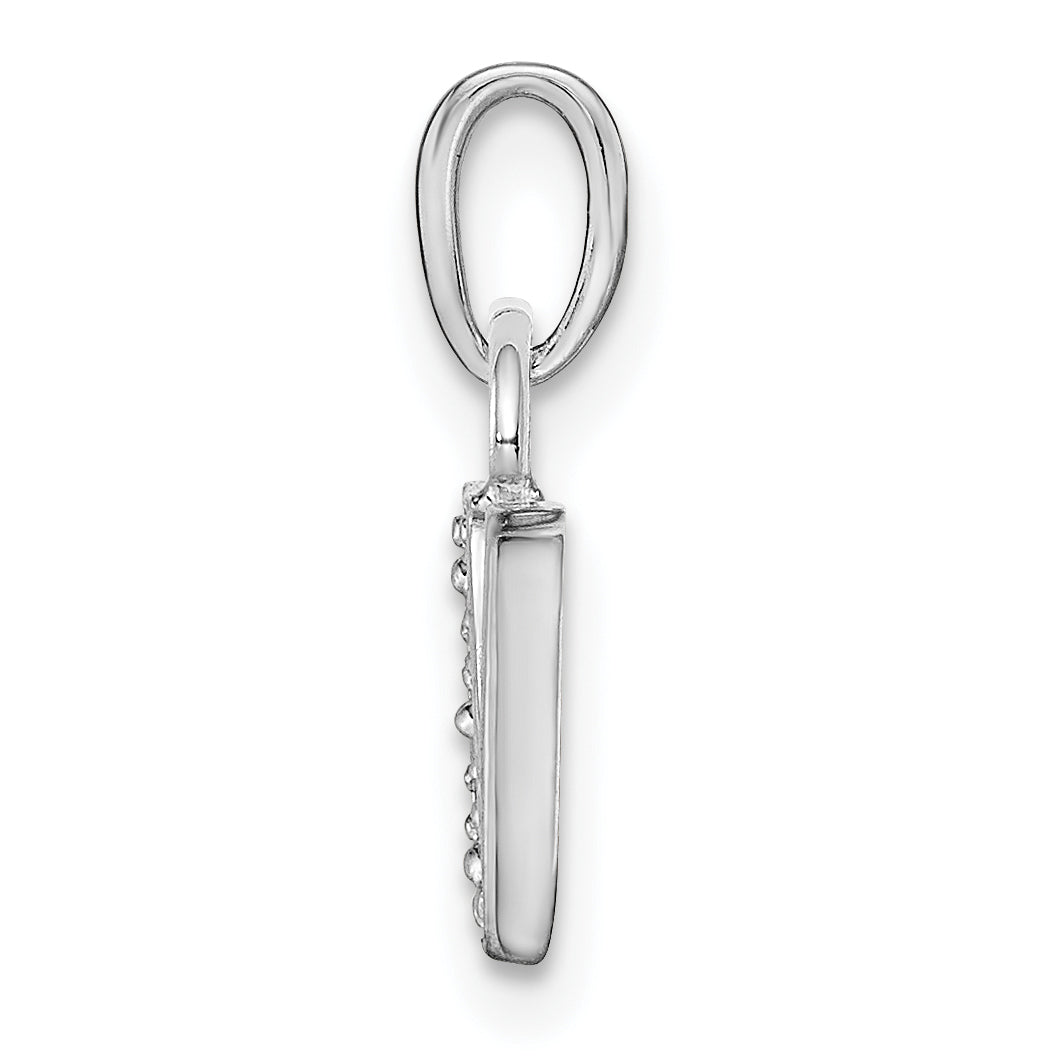 14K White Gold Polished .01ct Diamond Initial V Charm Secondary image