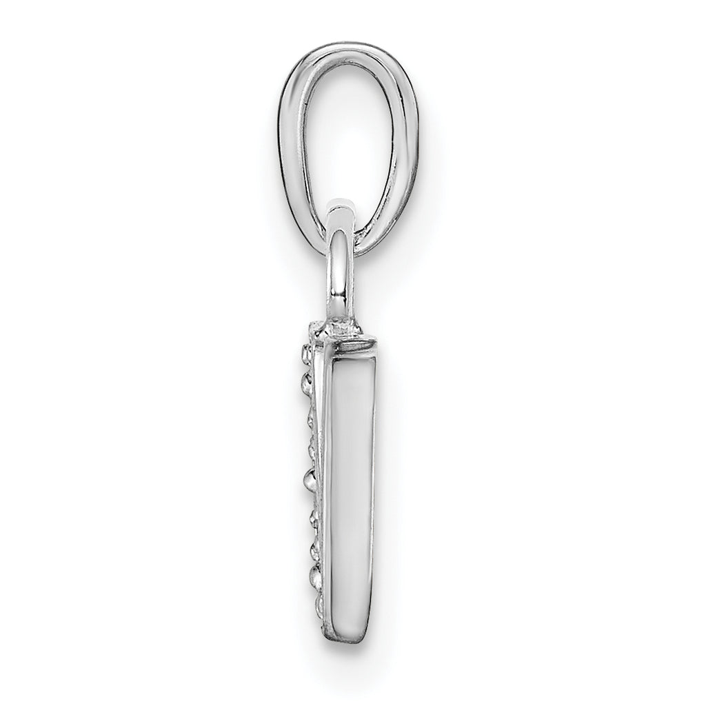 14K White Gold Polished .01ct Diamond Initial V Charm