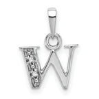 14KW Rhodium-plated Diamond Letter W Initial Pendant