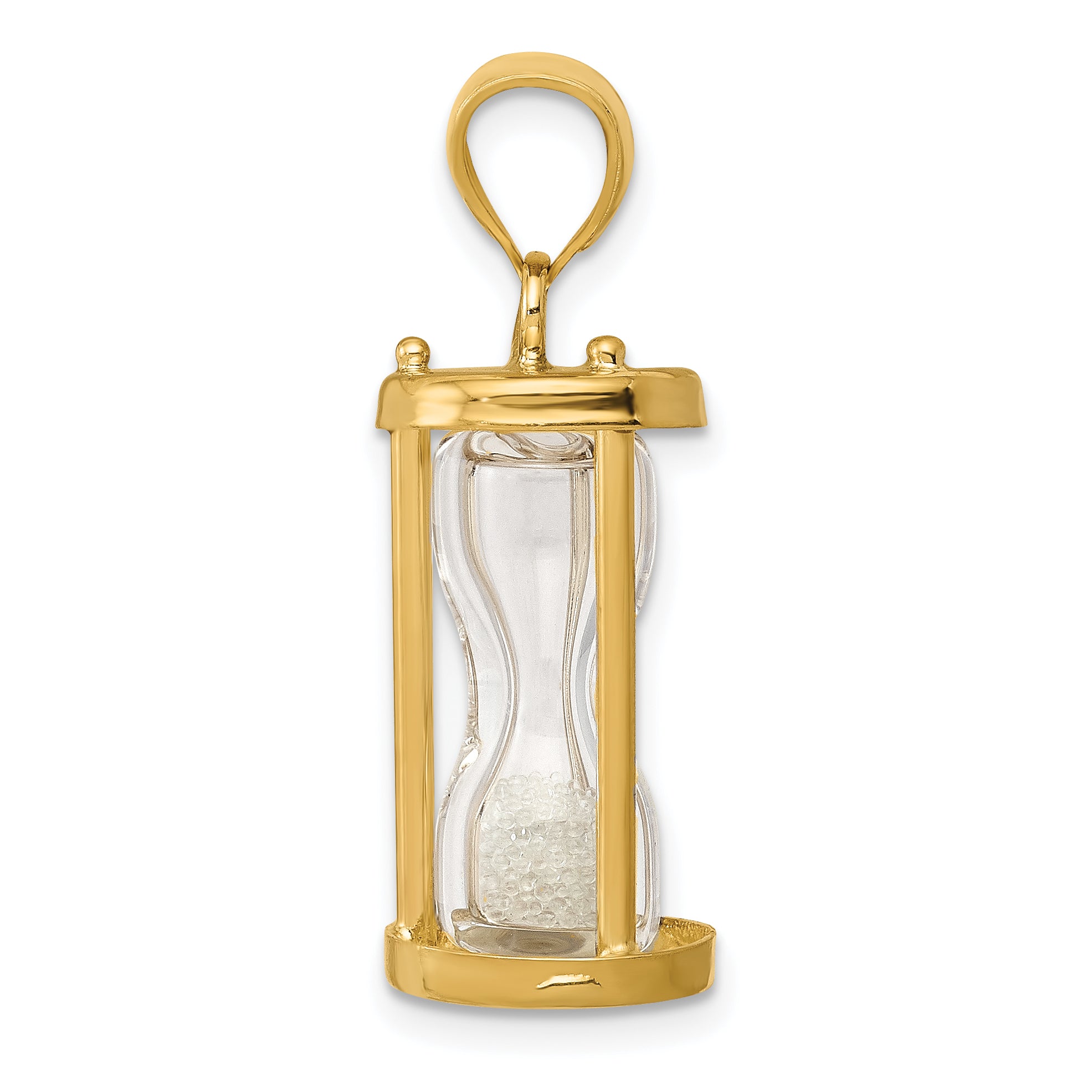 14k Polished 3-D Plastic Hourglass w/ Beads Charm Secondary image