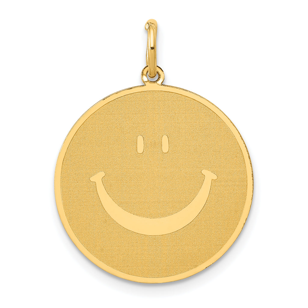 14k Solid Polished Smiley Face Pendant