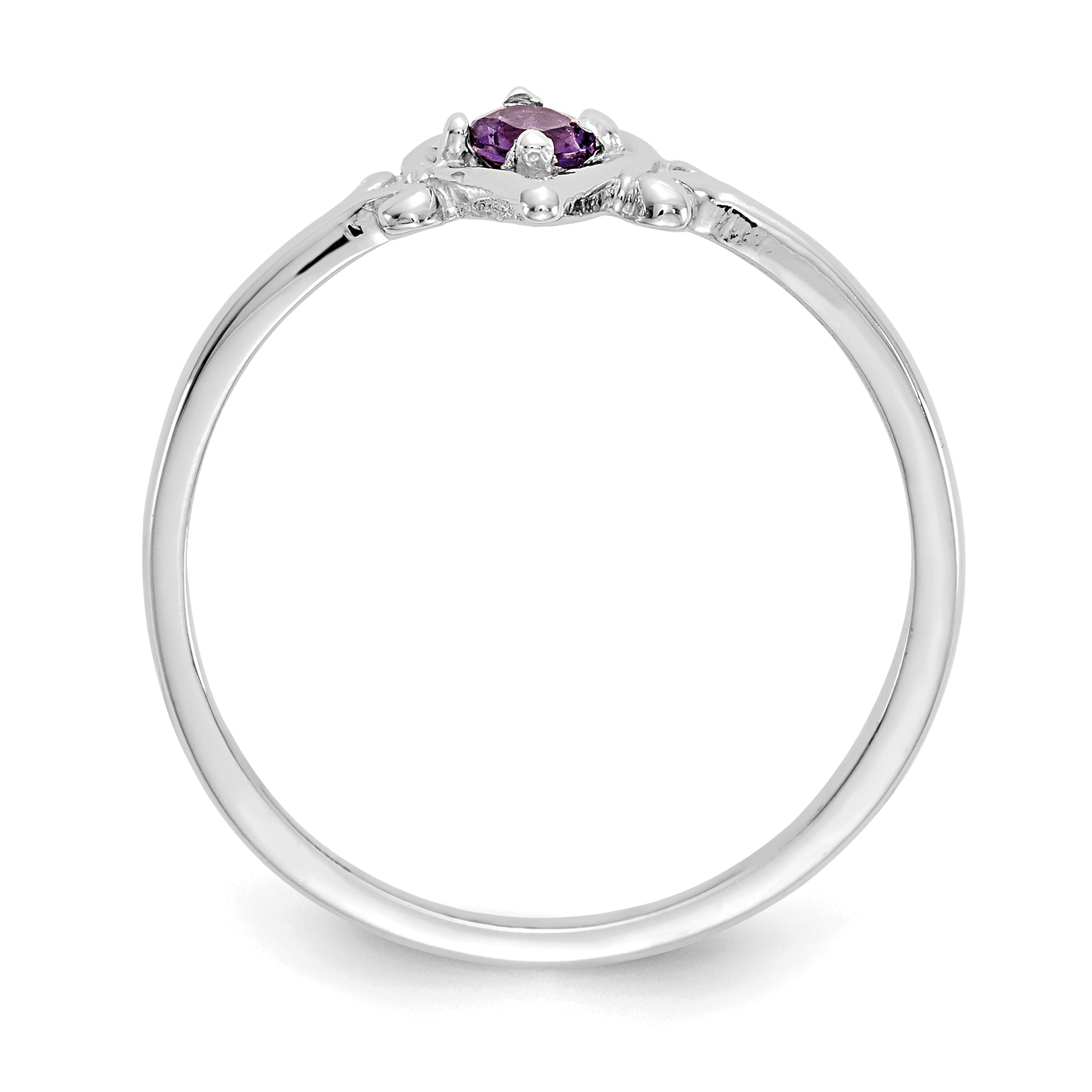 14K White Gold Amethyst Birthstone Heart Ring Secondary image