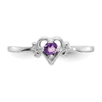 14K White Gold Amethyst Birthstone Heart Ring