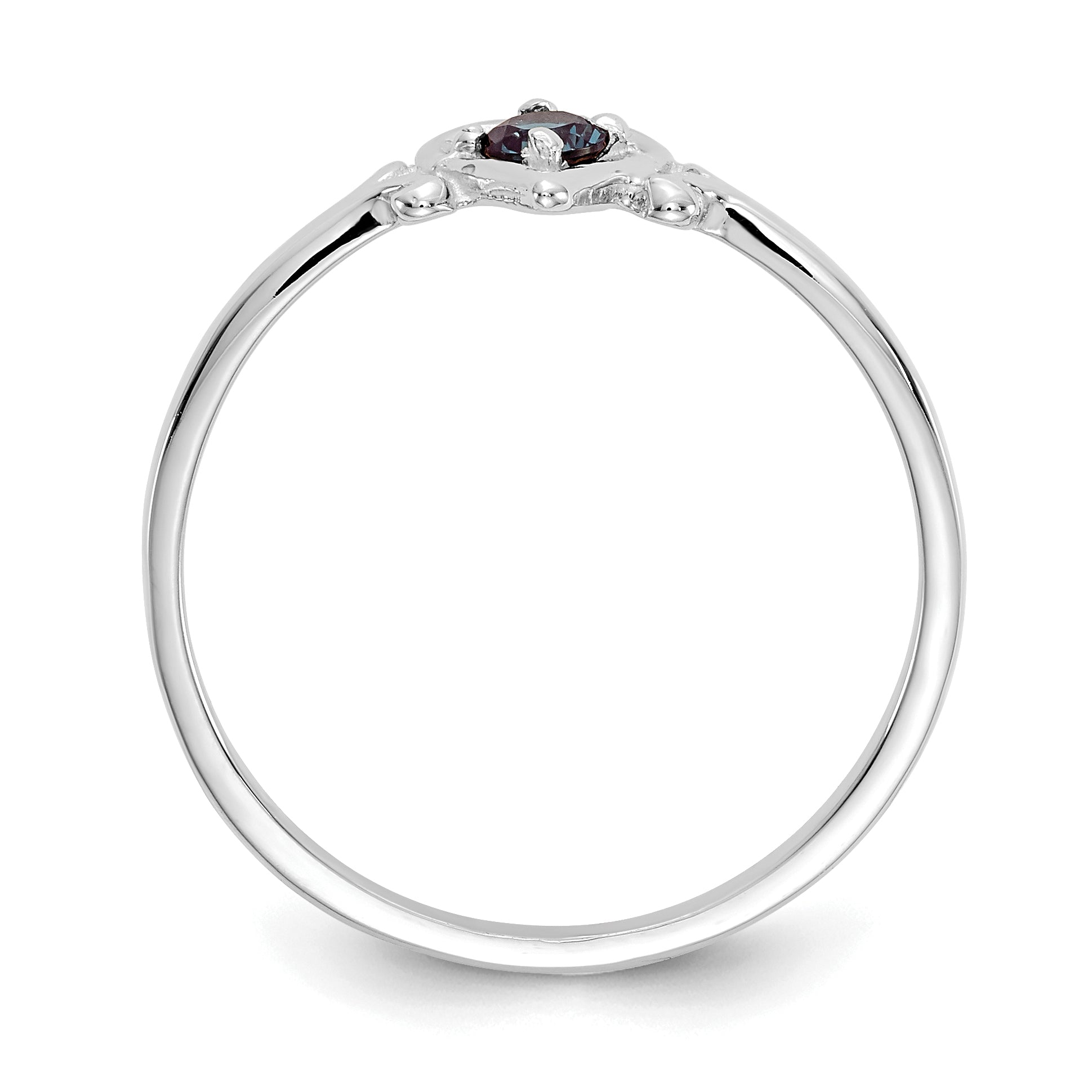 14K White Gold Synthetic Alexandrite Birthstone Heart Ring