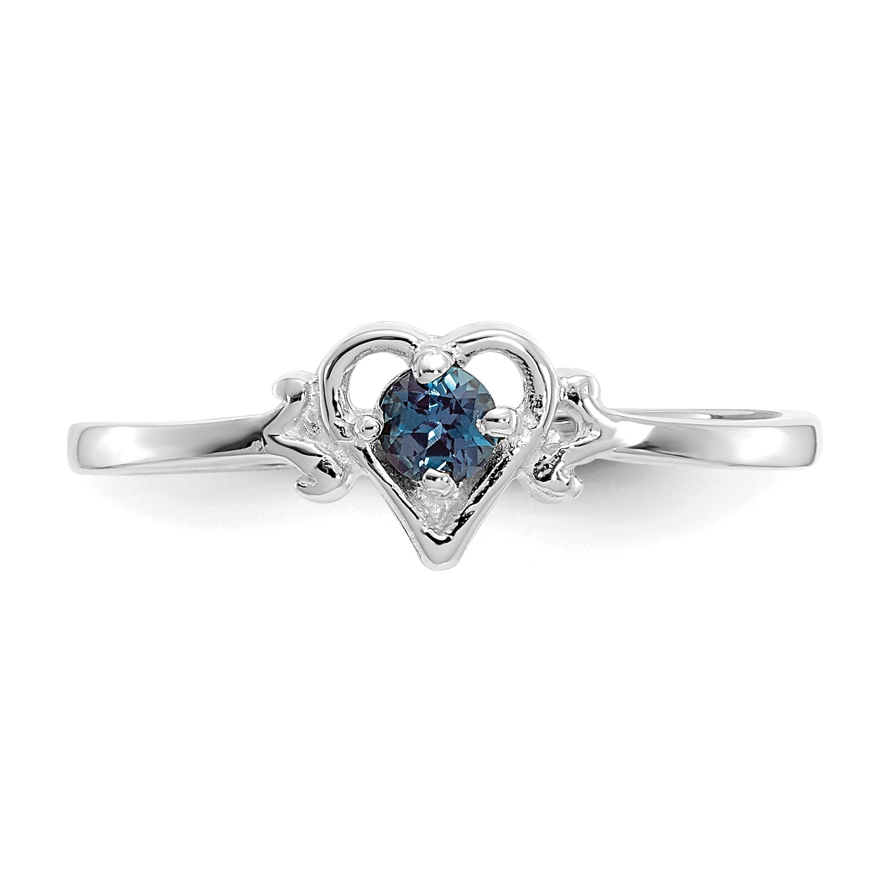 14K White Gold Synthetic Alexandrite Birthstone Heart Ring