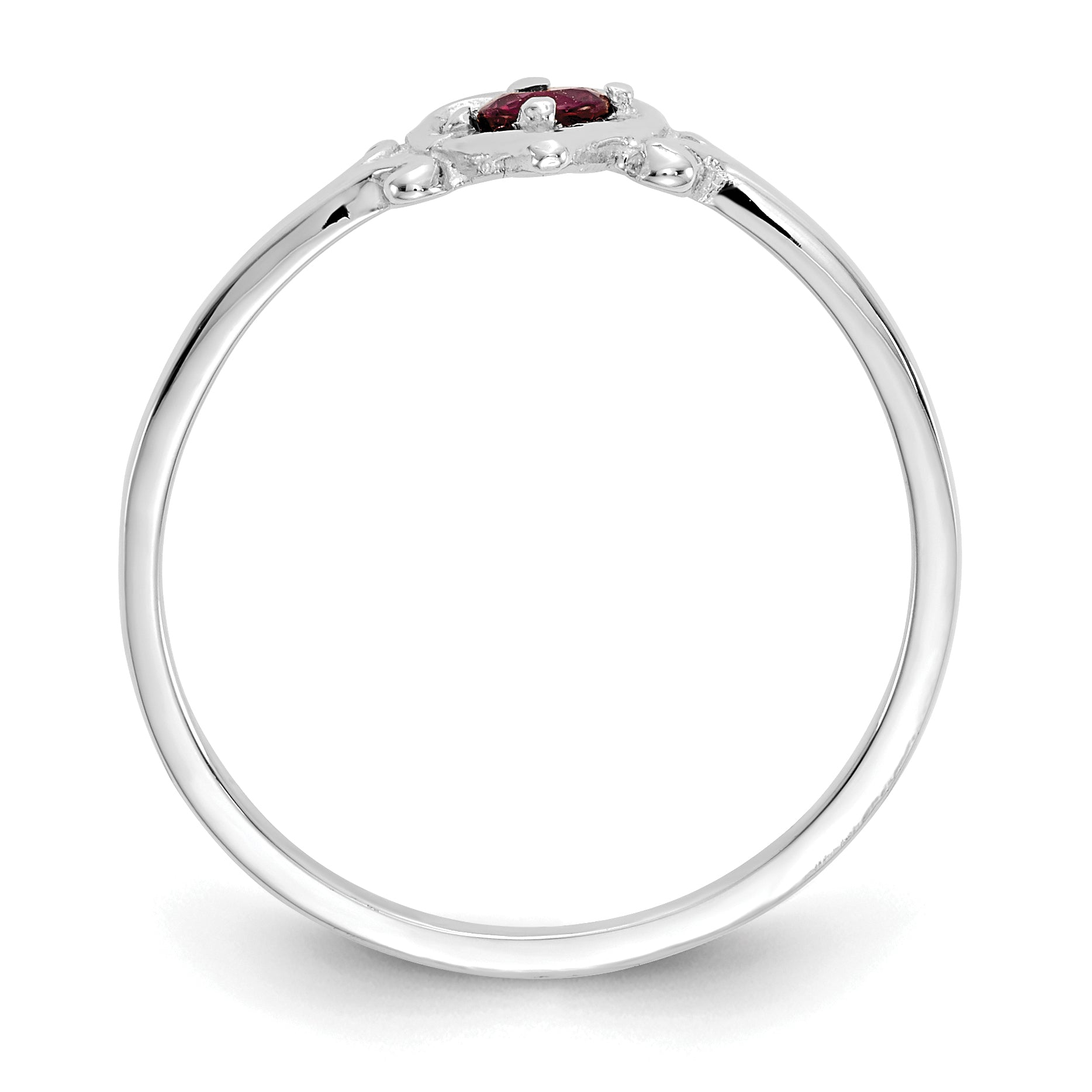 14K White Gold Ruby Birthstone Heart Ring