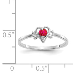 14K White Gold Ruby Birthstone Heart Ring