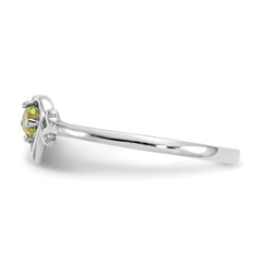 14K White Gold Peridot Birthstone Heart Ring