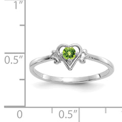 14K White Gold Peridot Birthstone Heart Ring