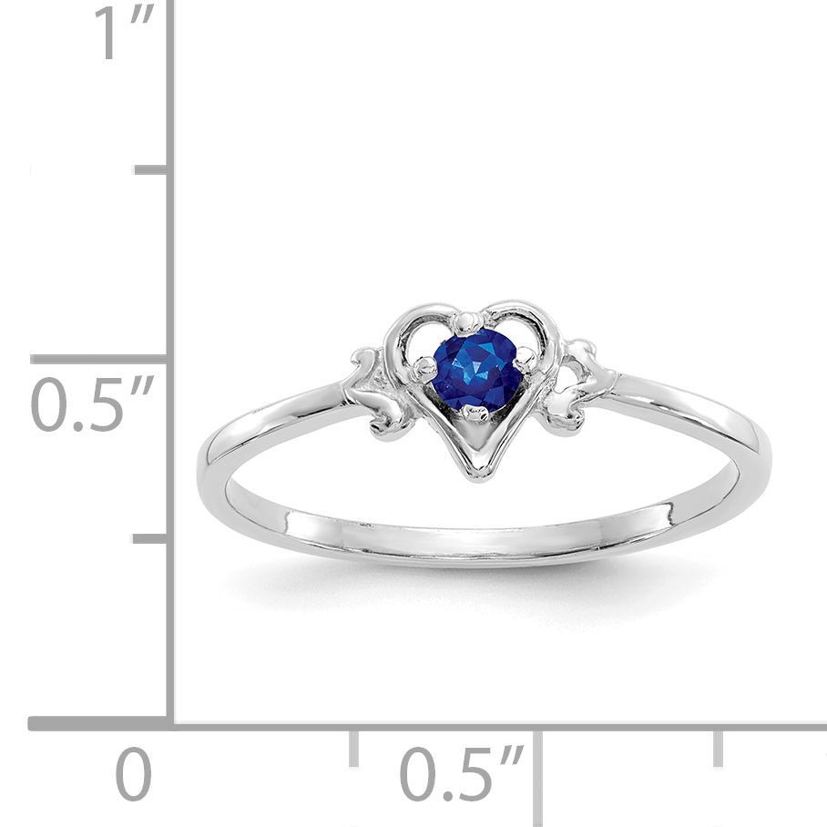 14K White Gold Sapphire Birthstone Heart Ring