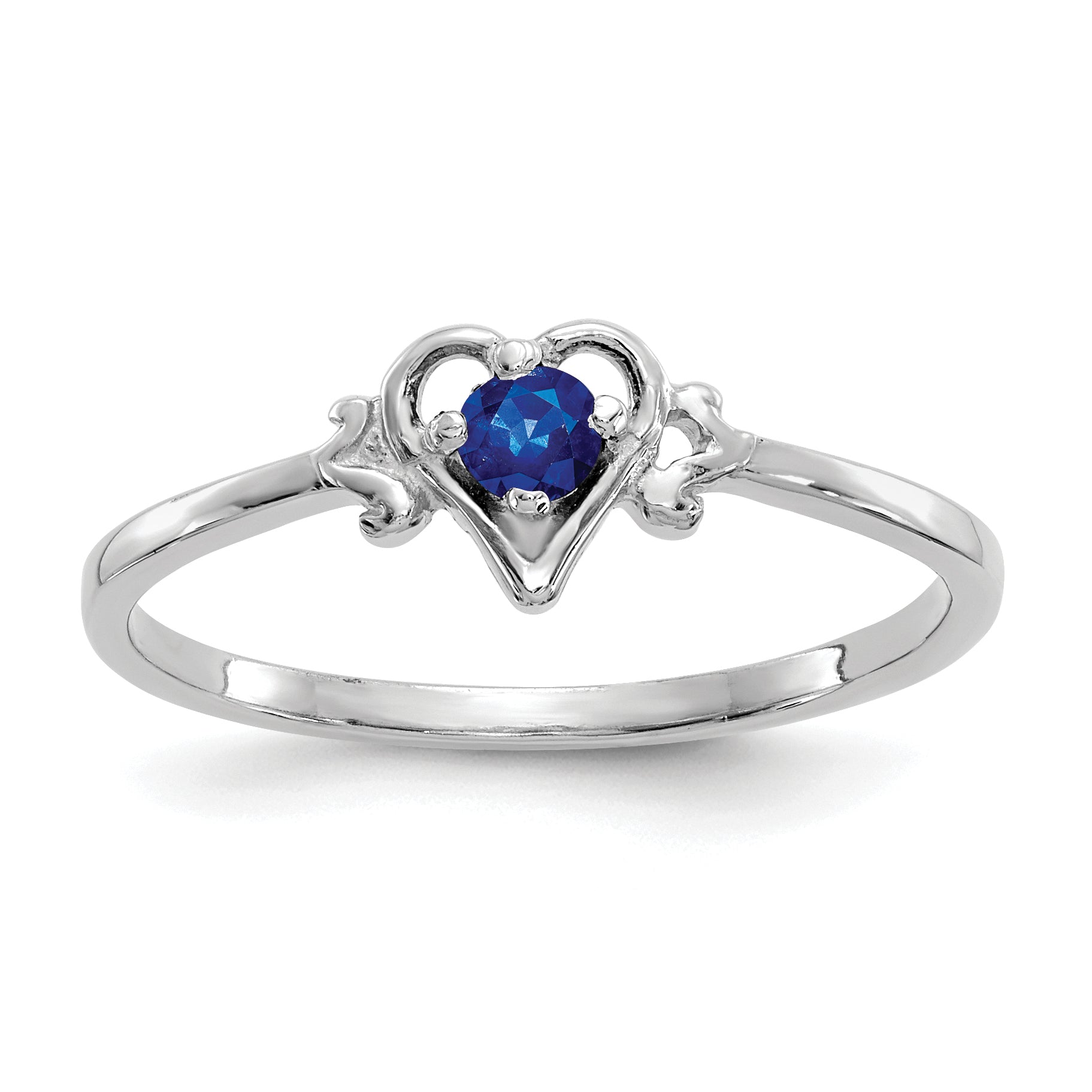 14K White Gold Sapphire Birthstone Heart Ring Main image