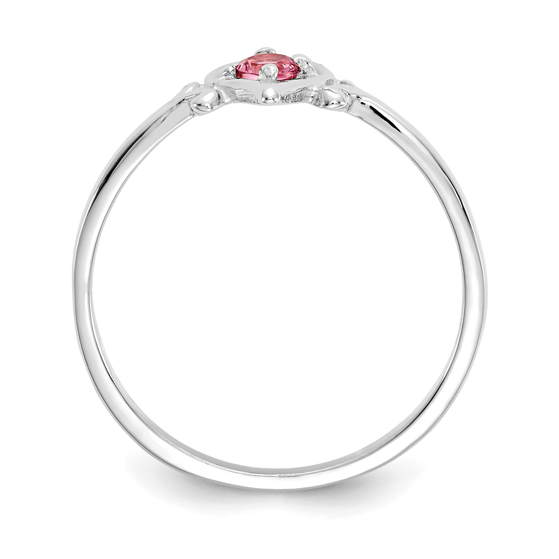 14K White Gold Pink Tourmaline Birthstone Heart Ring Secondary image