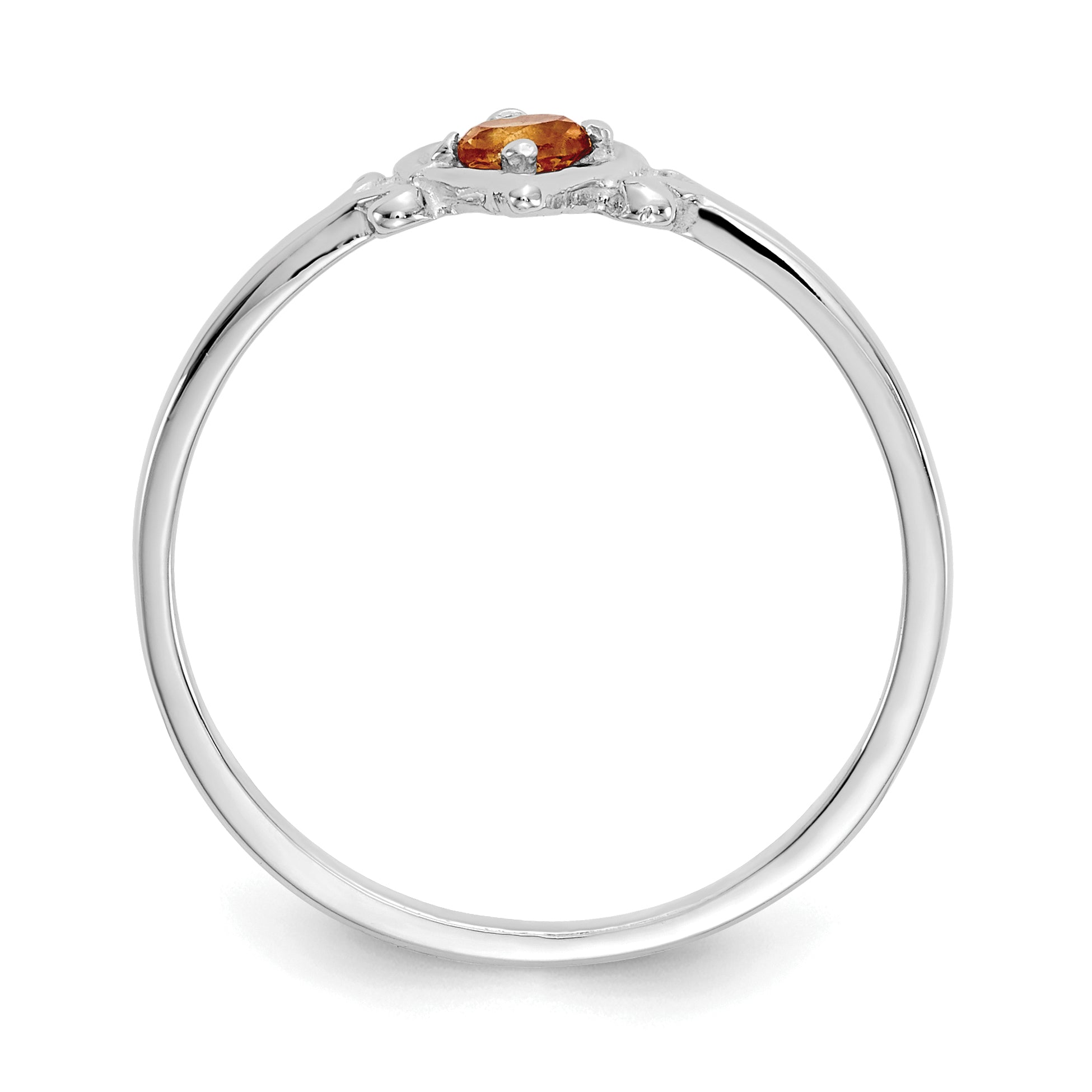 14K White Gold Citrine Birthstone Heart Ring