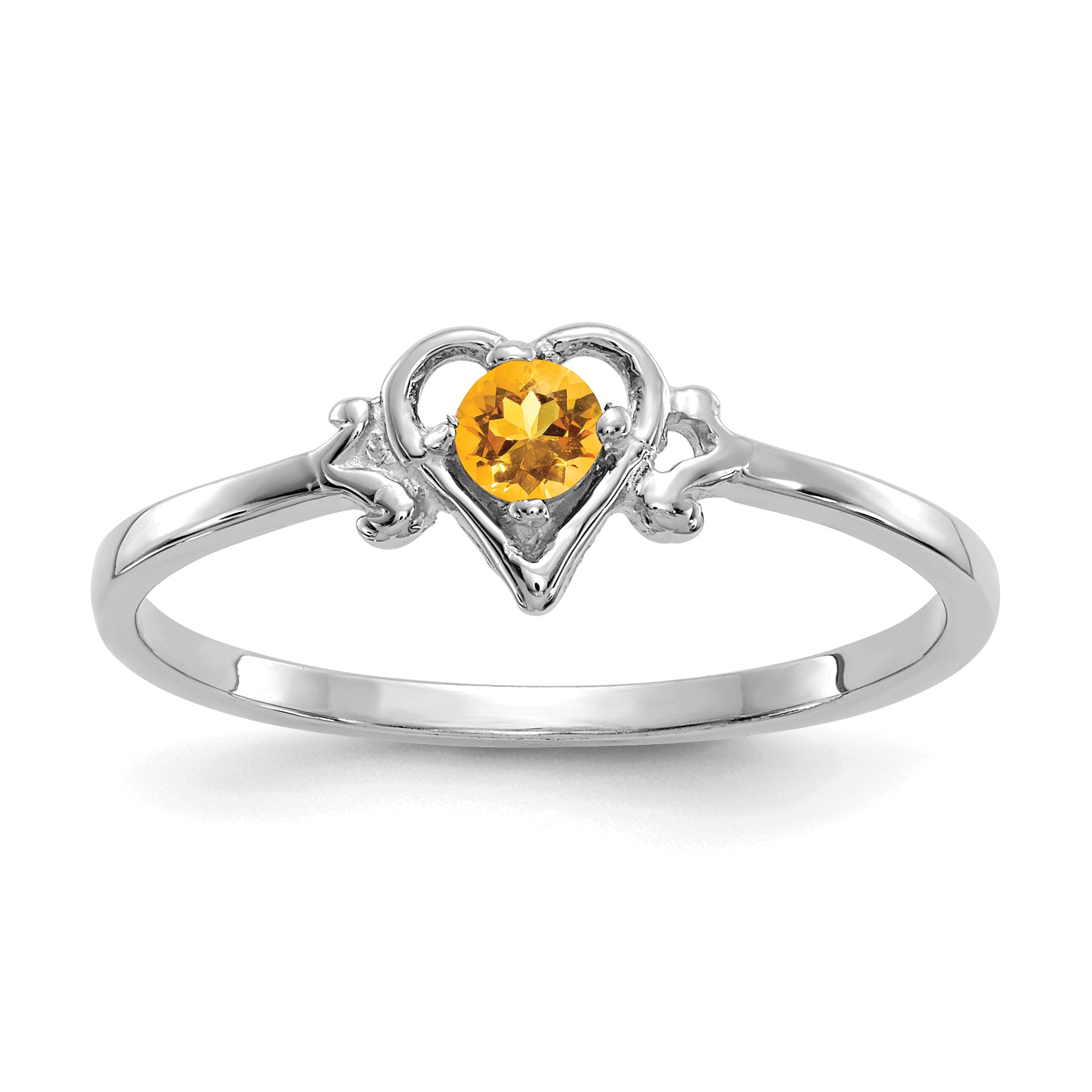 14K White Gold Citrine Birthstone Heart Ring Main image
