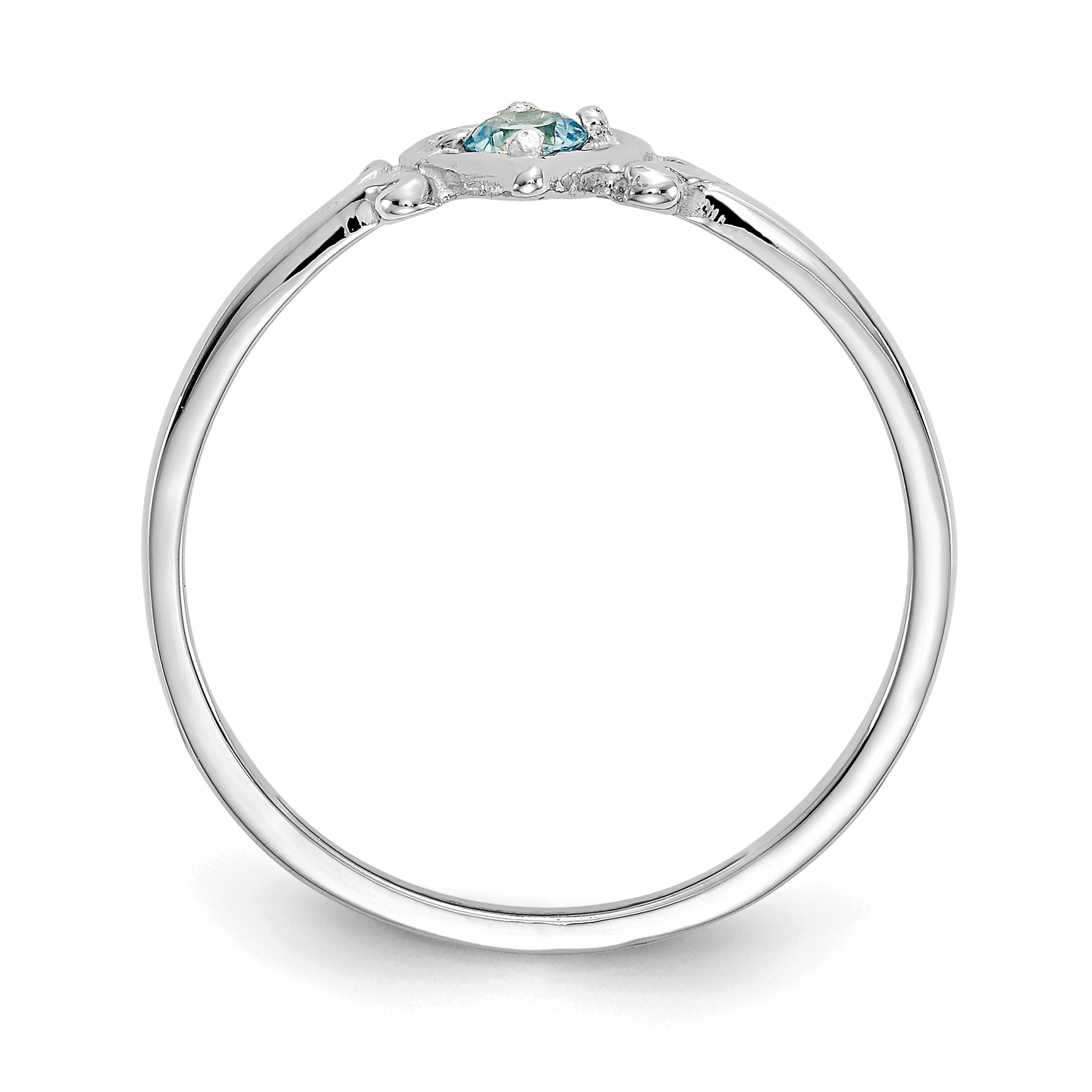 14K White Gold Blue Topaz Birthstone Heart Ring Secondary image