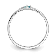 14K White Gold Blue Topaz Birthstone Heart Ring