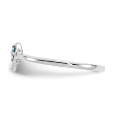 14K White Gold Blue Topaz Birthstone Heart Ring