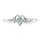 14K White Gold Blue Topaz Birthstone Heart Ring