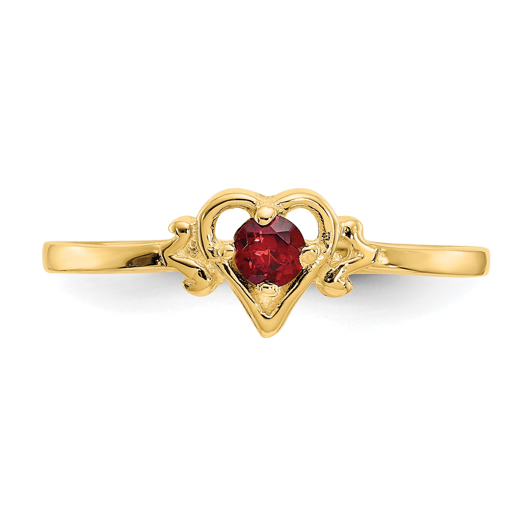 14K Garnet Birthstone Heart Ring