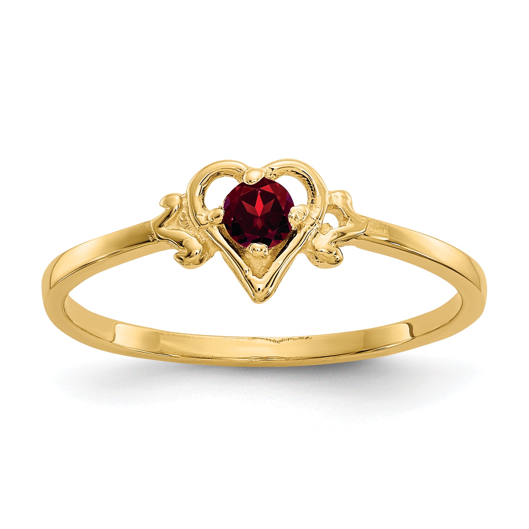 14K Garnet Birthstone Heart Ring