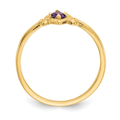 14K Amethyst Birthstone Heart Ring