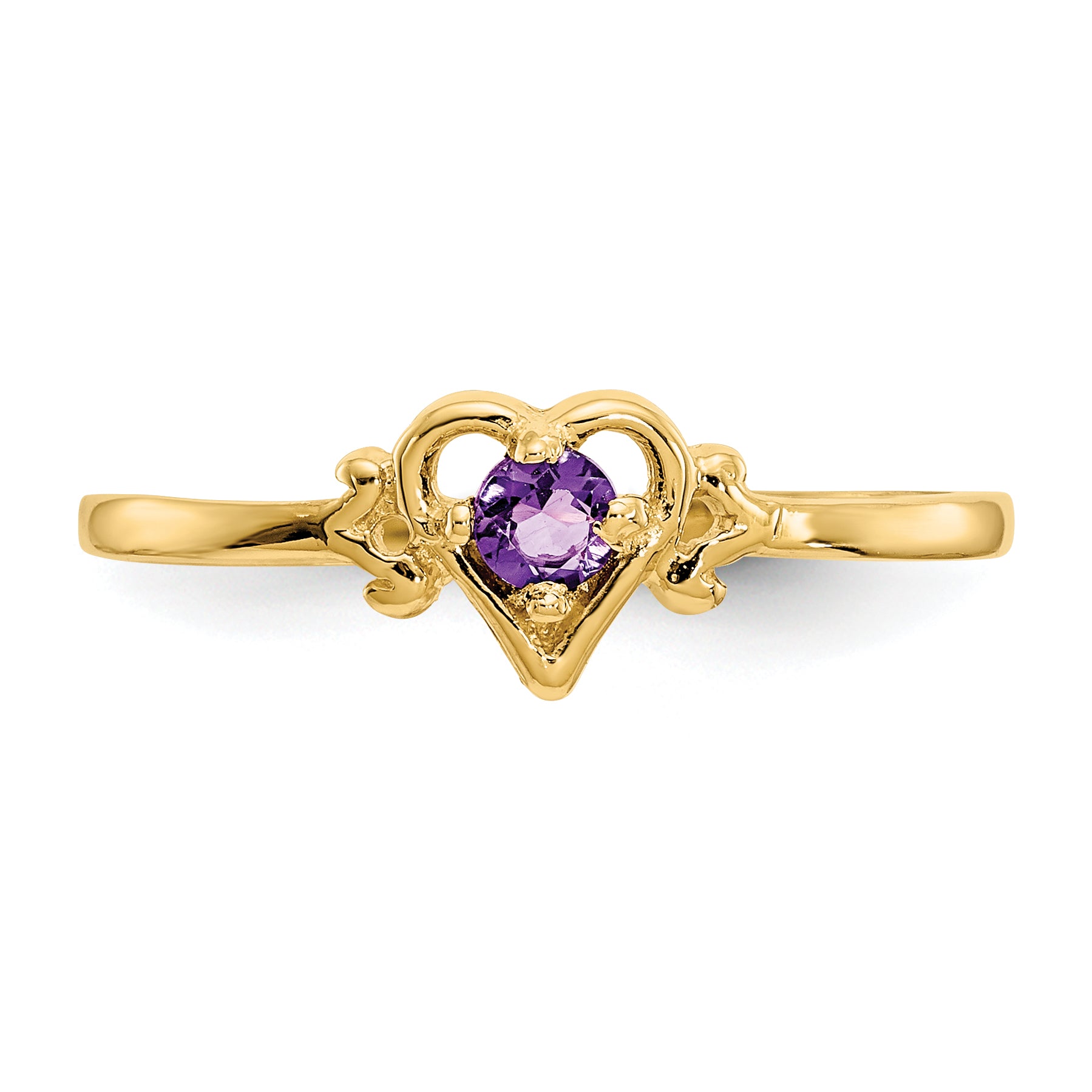 14K Amethyst Birthstone Heart Ring