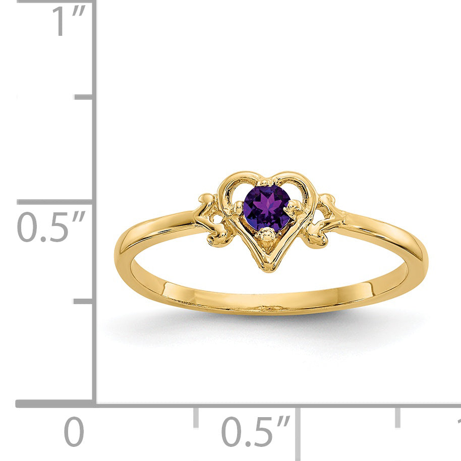 14K Amethyst Birthstone Heart Ring