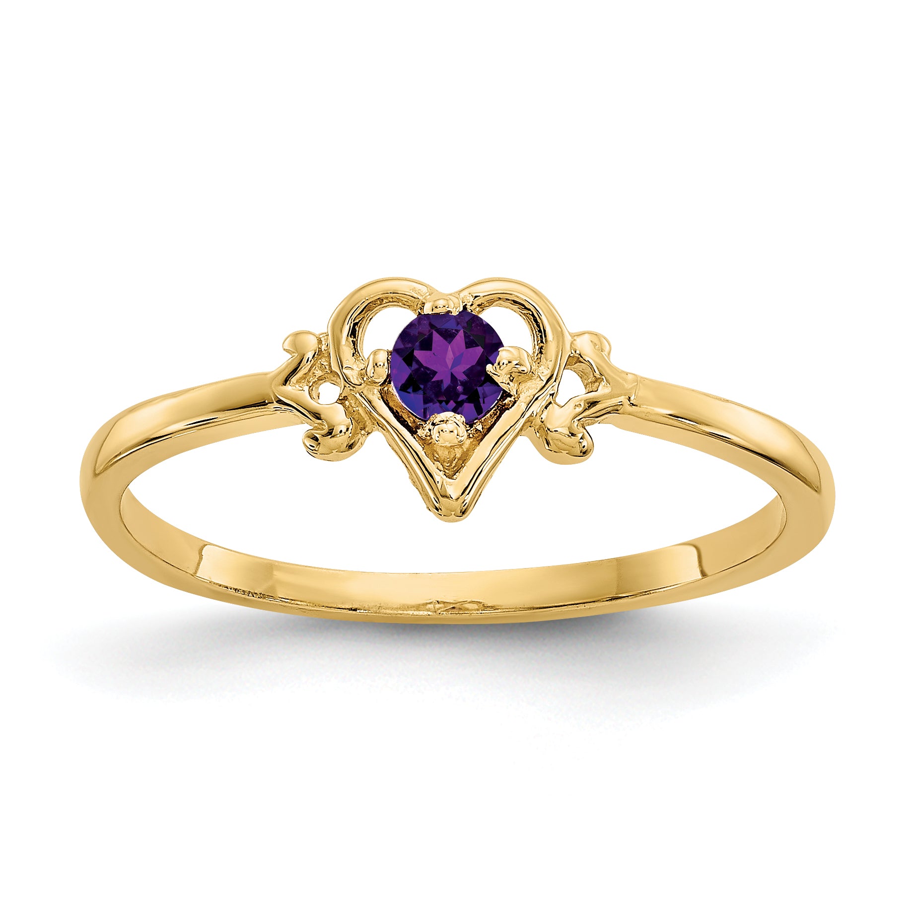 14K Amethyst Birthstone Heart Ring Main image