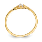 14K White Topaz Birthstone Heart Ring