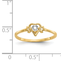 14K White Topaz Birthstone Heart Ring