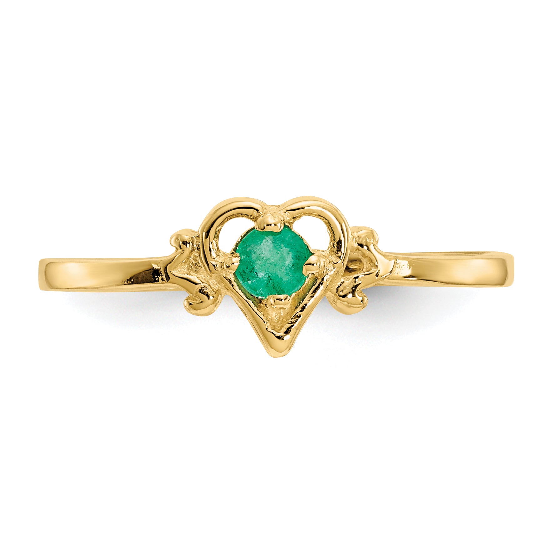 14K Emerald Birthstone Heart Ring