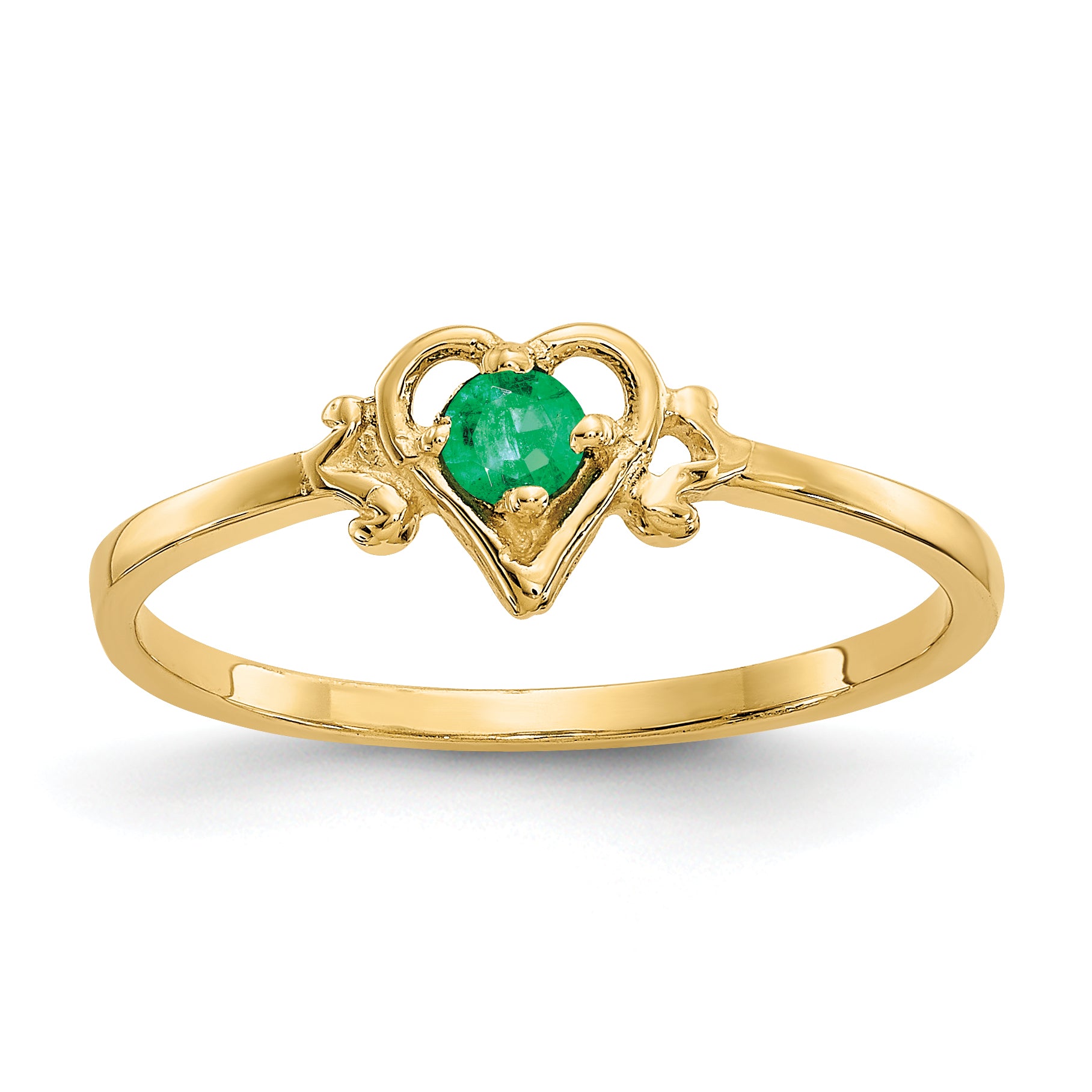 14K Emerald Birthstone Heart Ring Main image