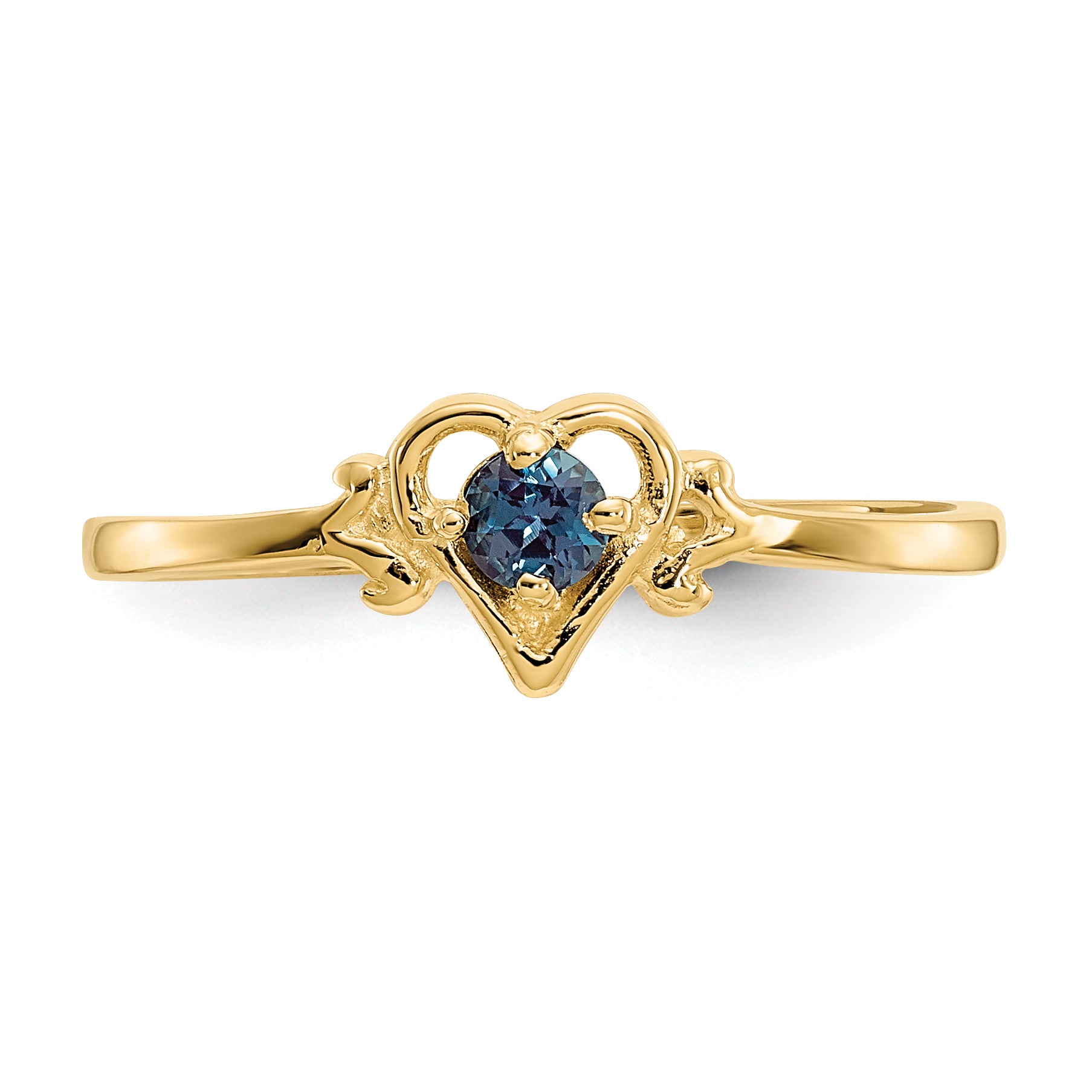 14K Synthetic Alexandrite Birthstone Heart Ring